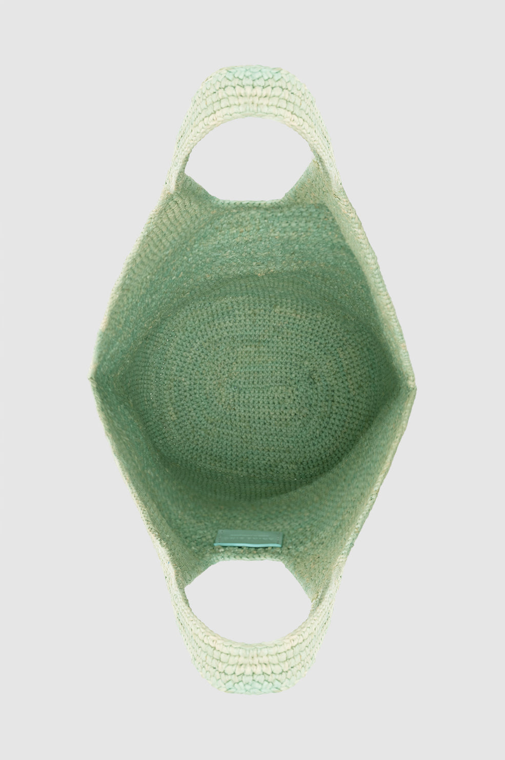 ANINE BING Leah Logo Hobo Raphia - Sea Foam Green - inside view