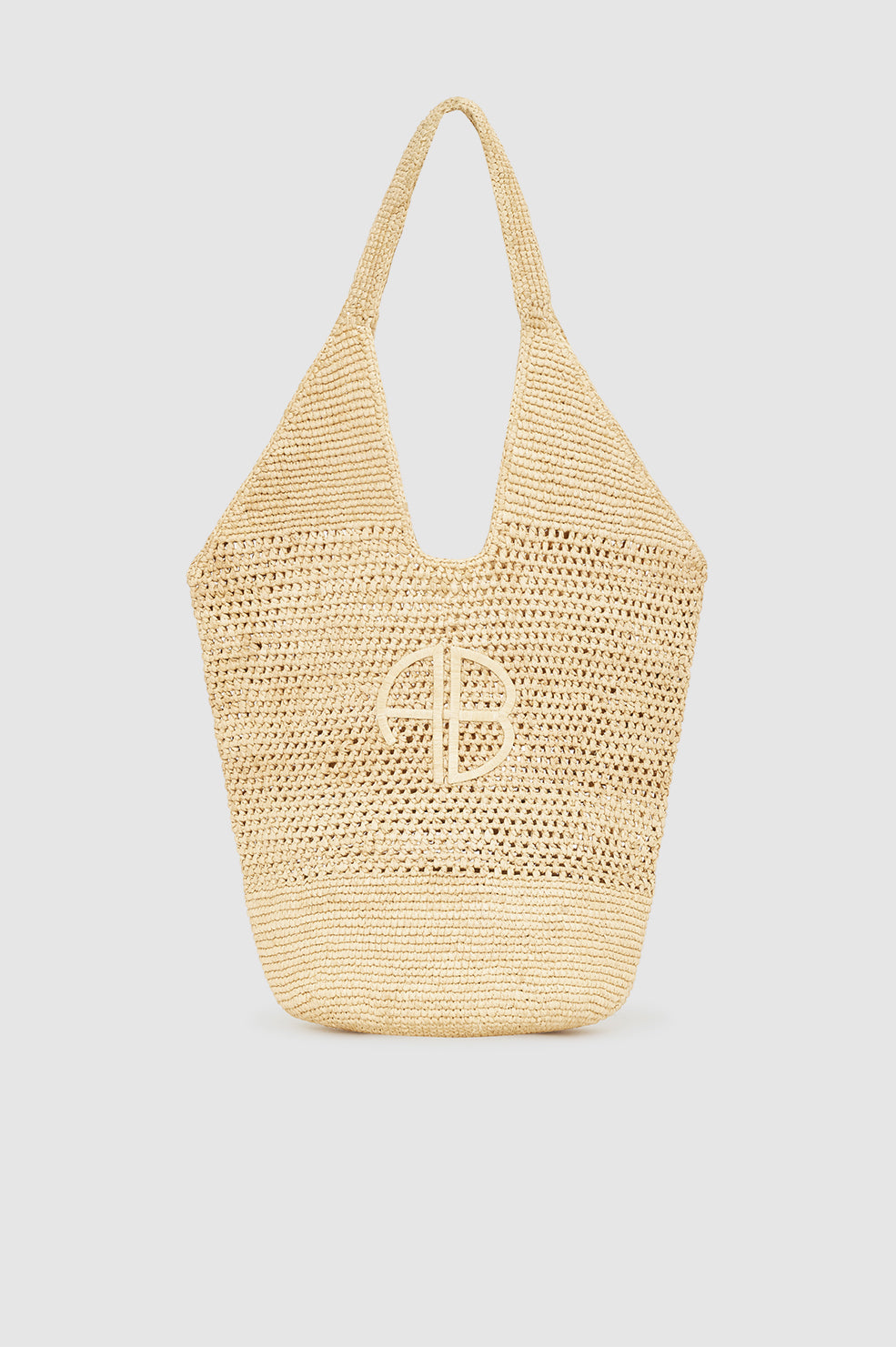 Leah Logo Hobo Raphia - Natural