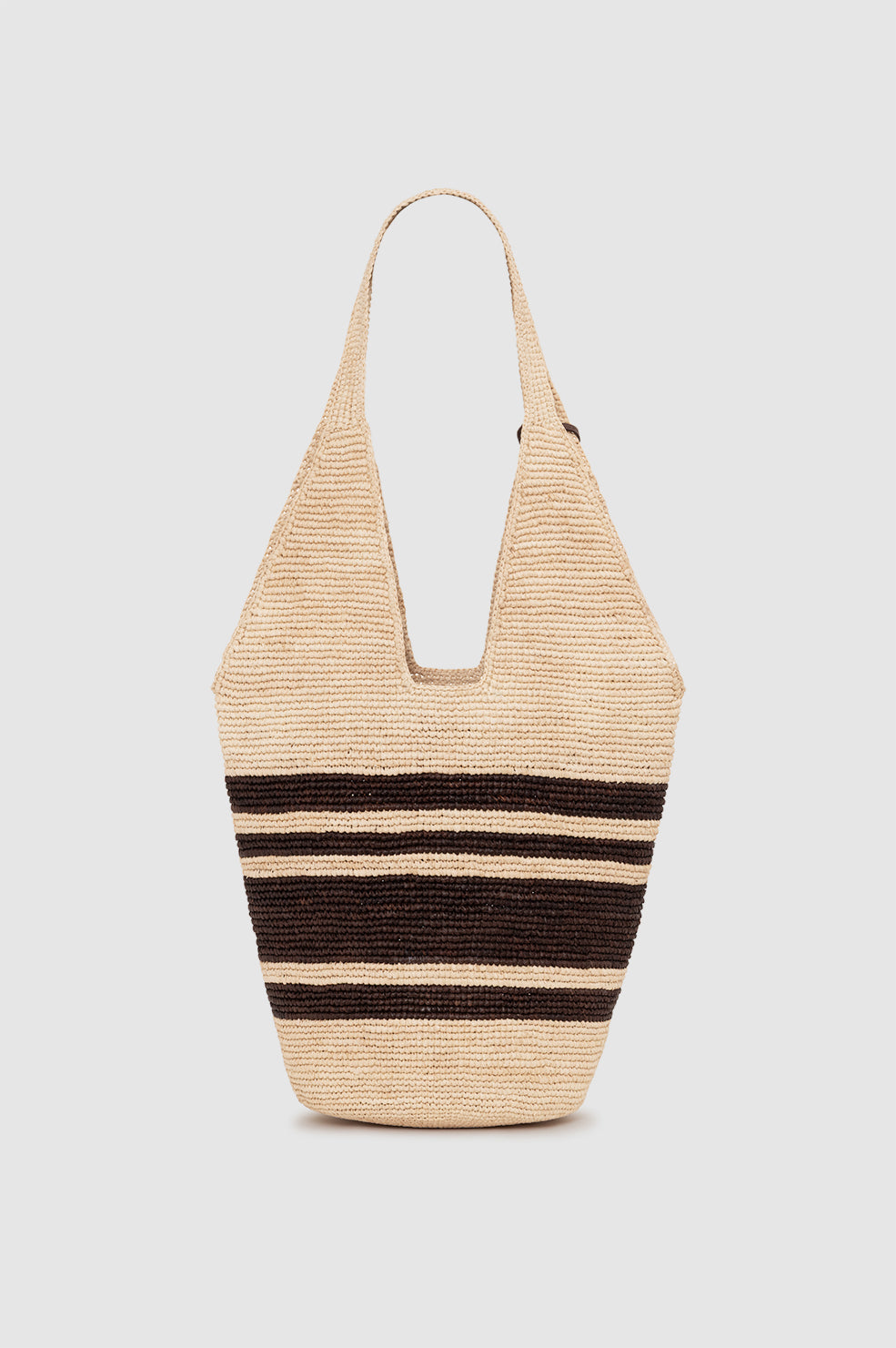 ANINE BING Leah Stripes Hobo Raffia - Natural and Brown Stripe - back view