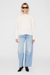 ANINE BING Lee Crew Sweater - Cream - On Model Front View