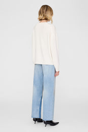 ANINE BING Lee Crew Sweater - Cream - ON Model Back View