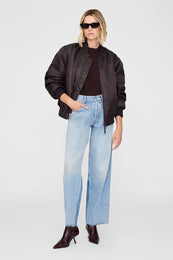 ANINE BING Lee Crew Sweater - Deep Brown - On Model Front Second Image