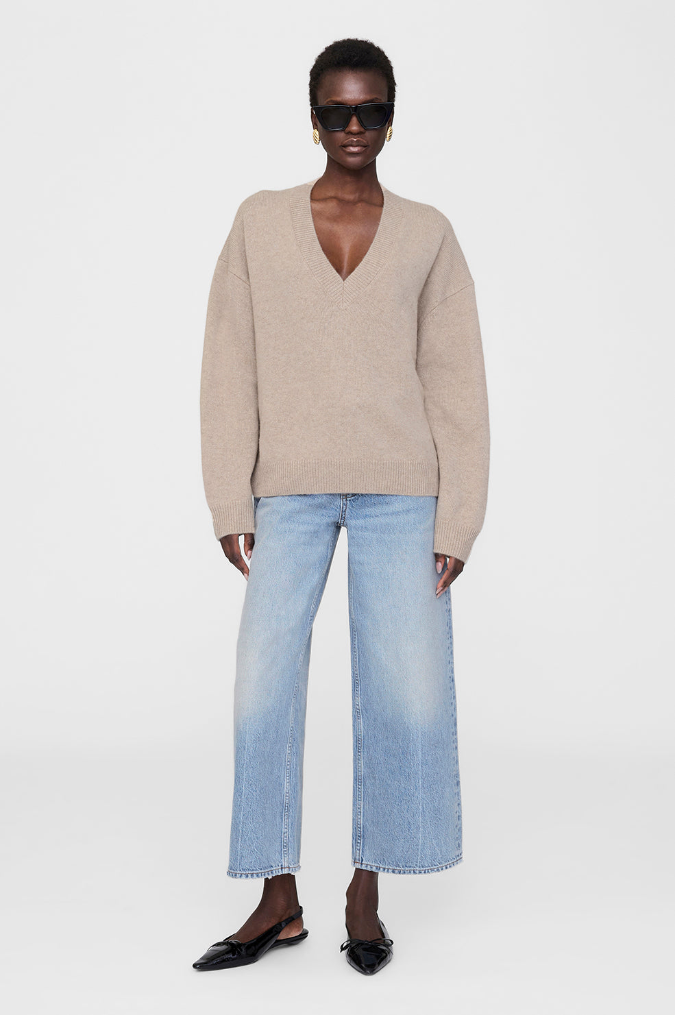 ANINE BING Lee Sweater - Brown - front view