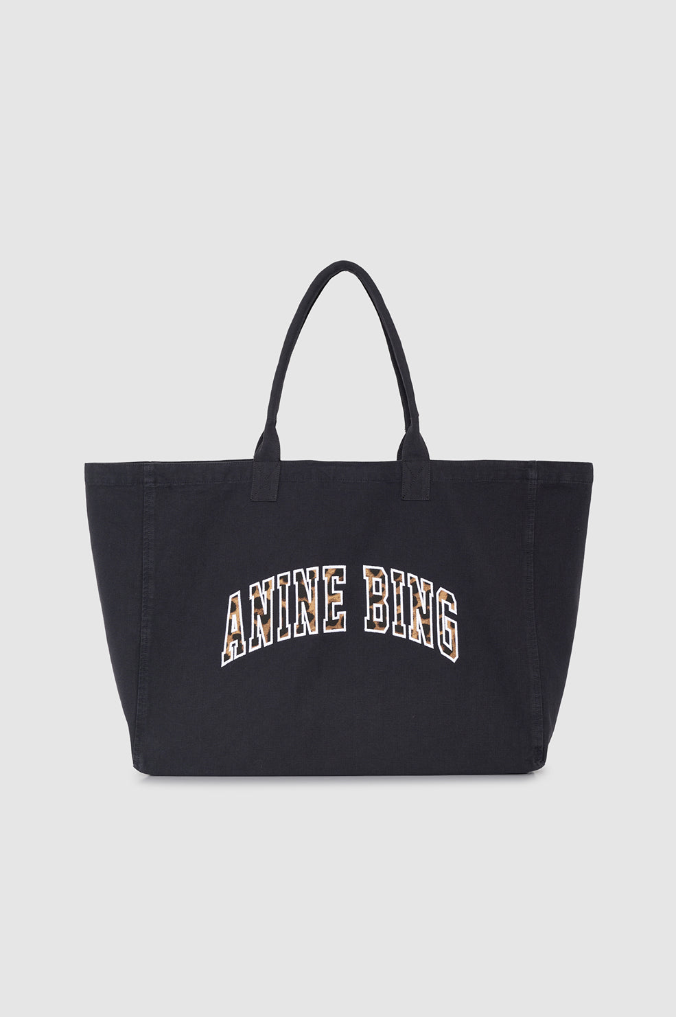ANINE BING Leo Canvas Tote - Washed Black - front view