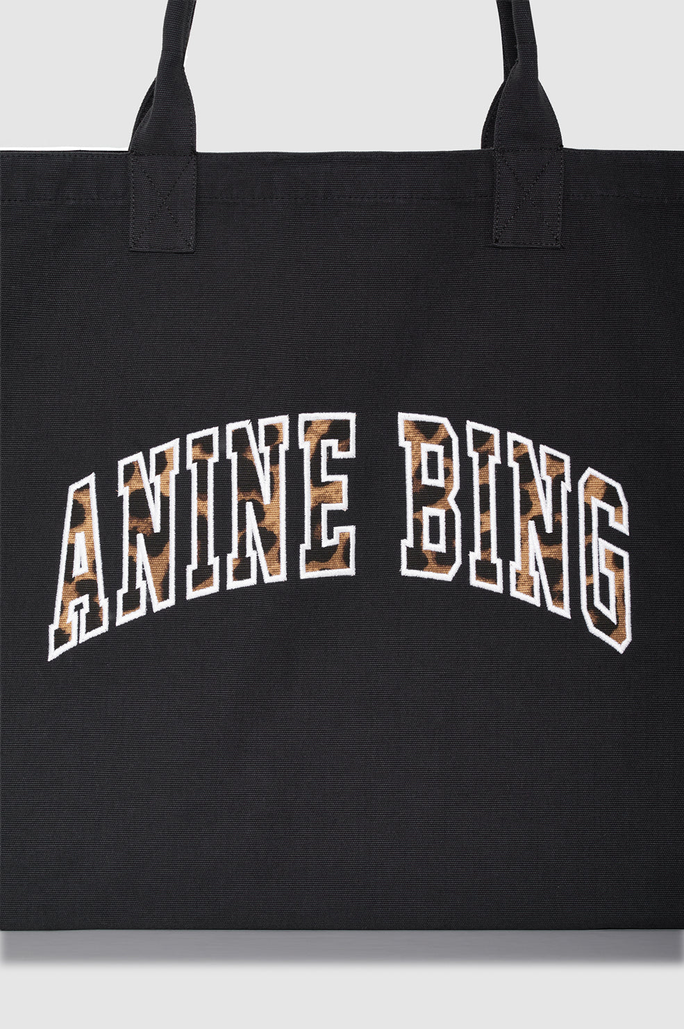 ANINE BING Leo Canvas Tote - Washed Black - detail view