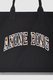 ANINE BING Leo Canvas Tote - Washed Black - detail view