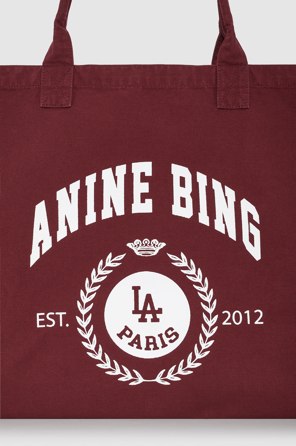 ANINE BING Leo Canvas Tote Collegiate - Fig - detail view