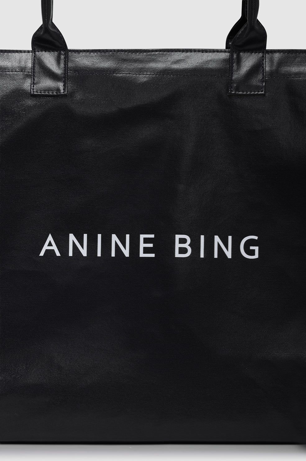 ANINE BING Leo Coated Canvas Tote - Black - detail view