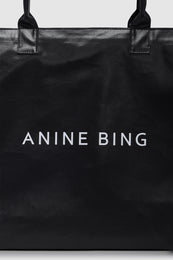 ANINE BING Leo Coated Canvas Tote - Black - detail view
