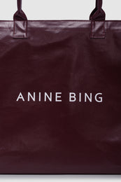 ANINE BING Leo Coated Canvas Tote - Fig - detail view