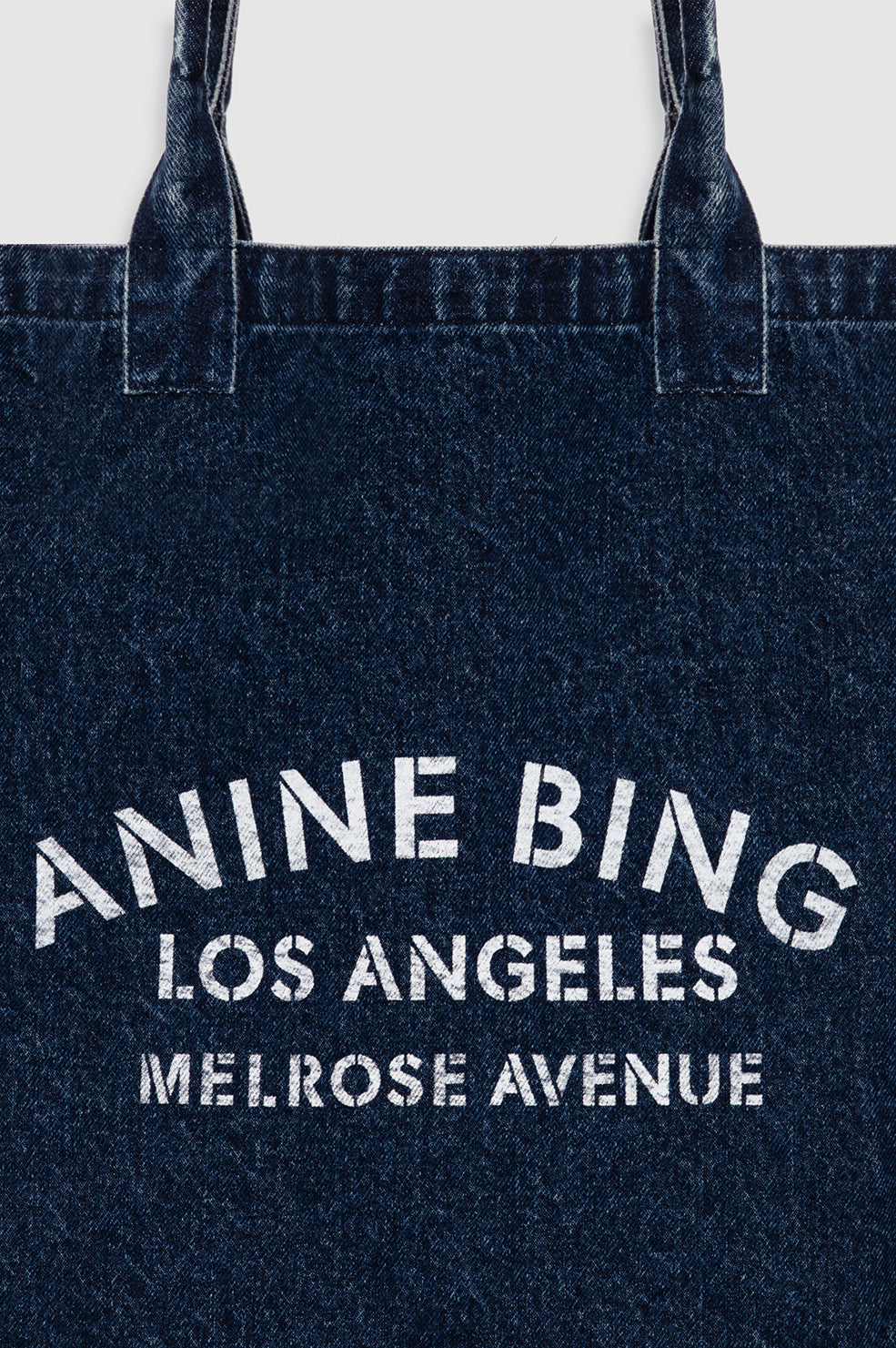 ANINE BING Leo Denim Tote - Ink Blue - detail view