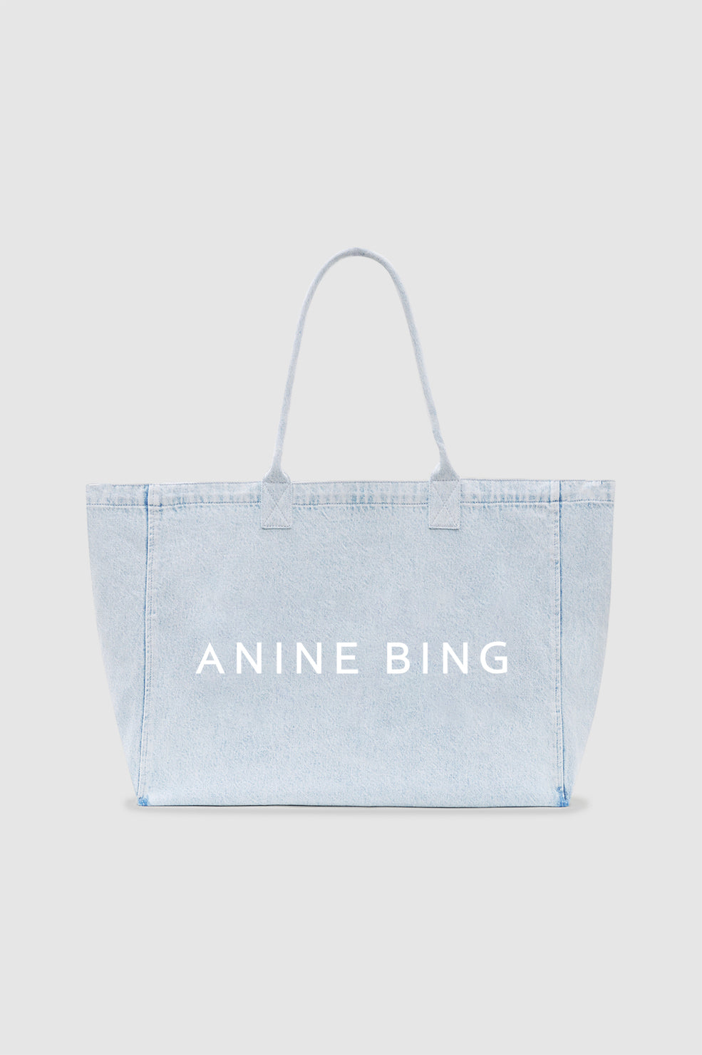 ANINE BING Leo Denim Tote - Lucid Blue - front view