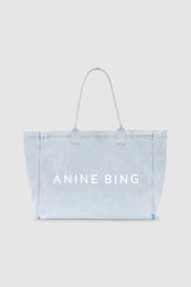 ANINE BING Leo Denim Tote - Lucid Blue - front view