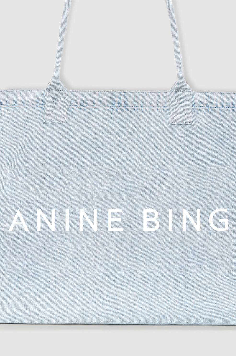 ANINE BING Leo Denim Tote - Lucid Blue - detail view