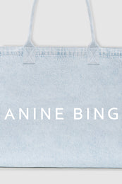 ANINE BING Leo Denim Tote - Lucid Blue - detail view