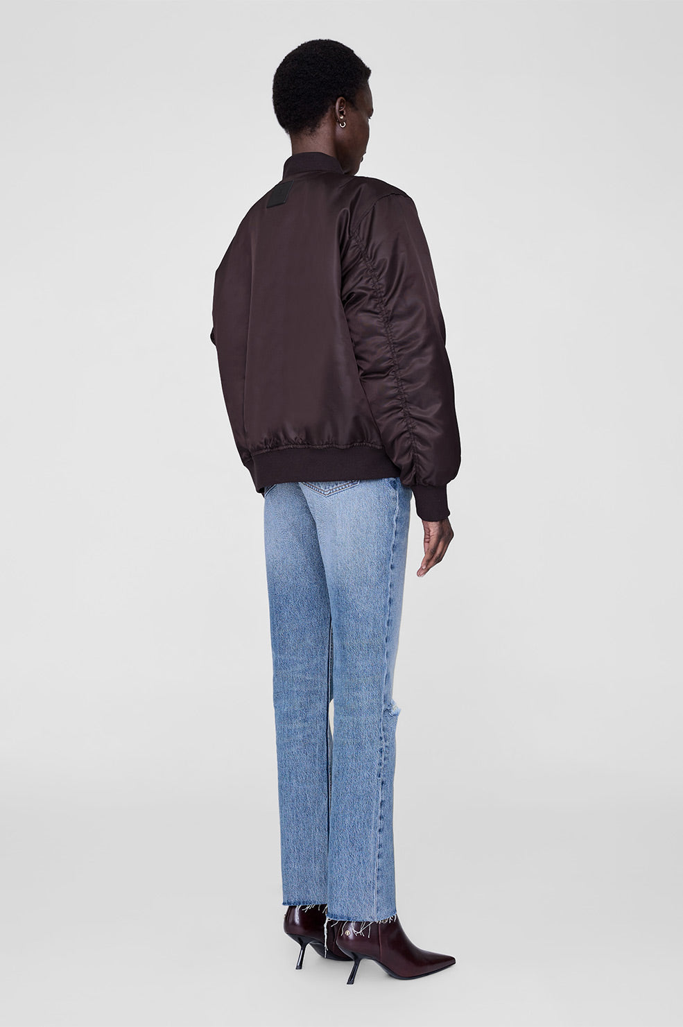 ANINE BING Leon Bomber - Deep Brown - On Model Back 