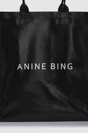 ANINE BING Leonie Coated Canvas Tote - Black - detail view