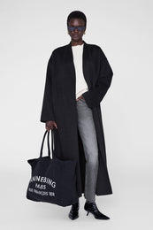 ANINE BING Leo Canvas Tote - Black - on model front view