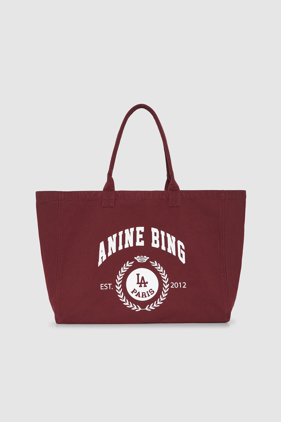 ANINE BING Leo Canvas Tote Collegiate - Fig - front view