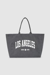ANINE BING Leo Canvas Tote Los Angeles University - Washed Grey - front view