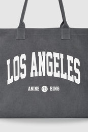 ANINE BING Leo Canvas Tote Los Angeles University - Washed Grey - detail view