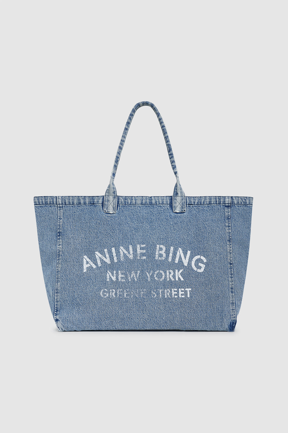 ANINE BING Leo Denim Tote - Shadow Blue - front view