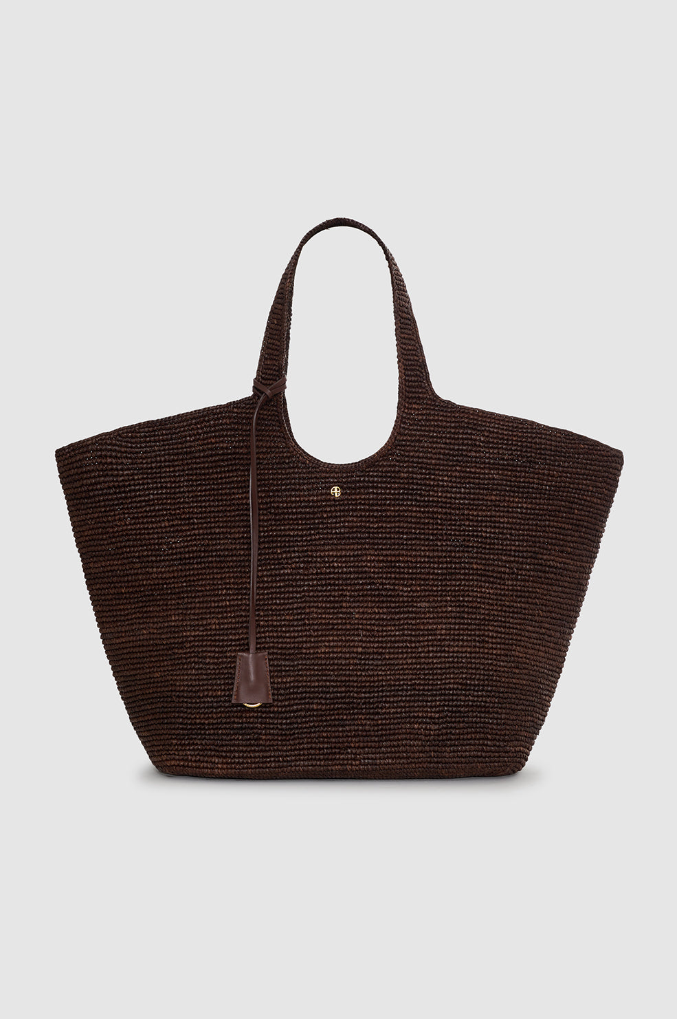 ANINE BING Lili Tote Raphia - Dark Brown - front view