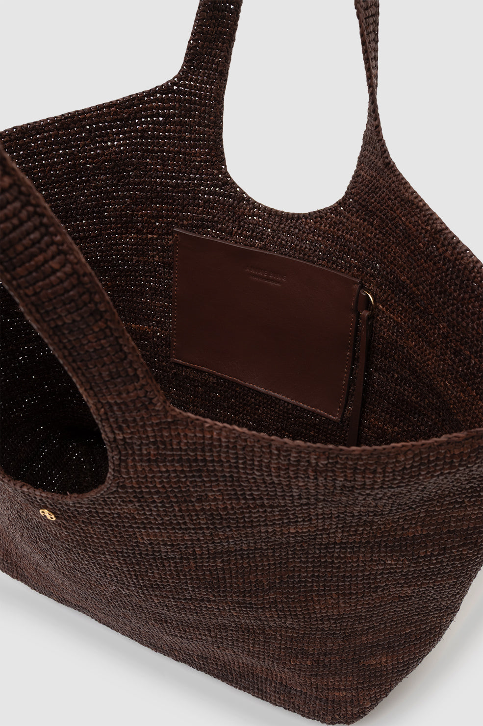 ANINE BING Lili Tote Raphia - Dark Brown - inside view