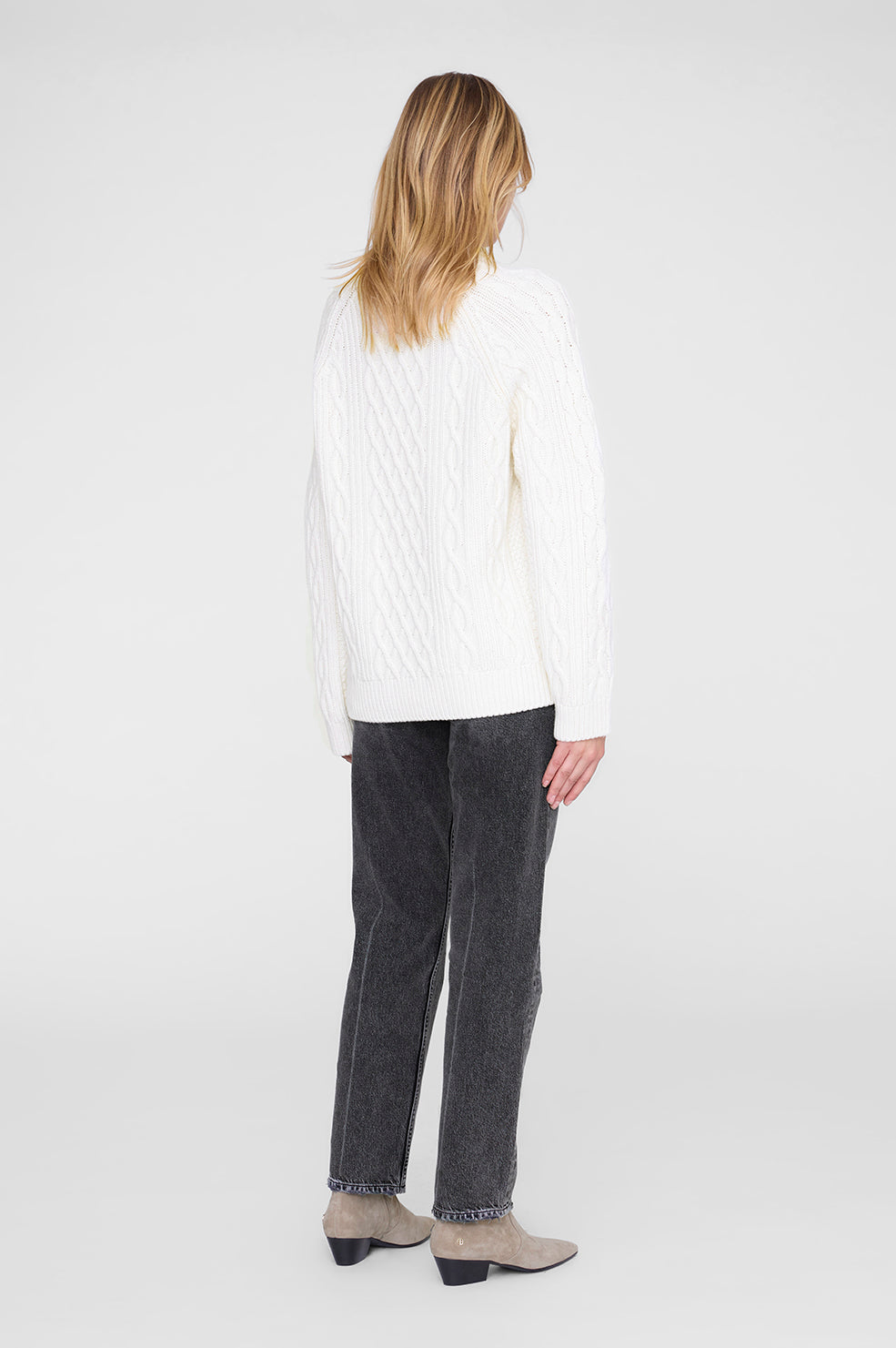 ANINE BING Louie Sweater - Ivory - on model back