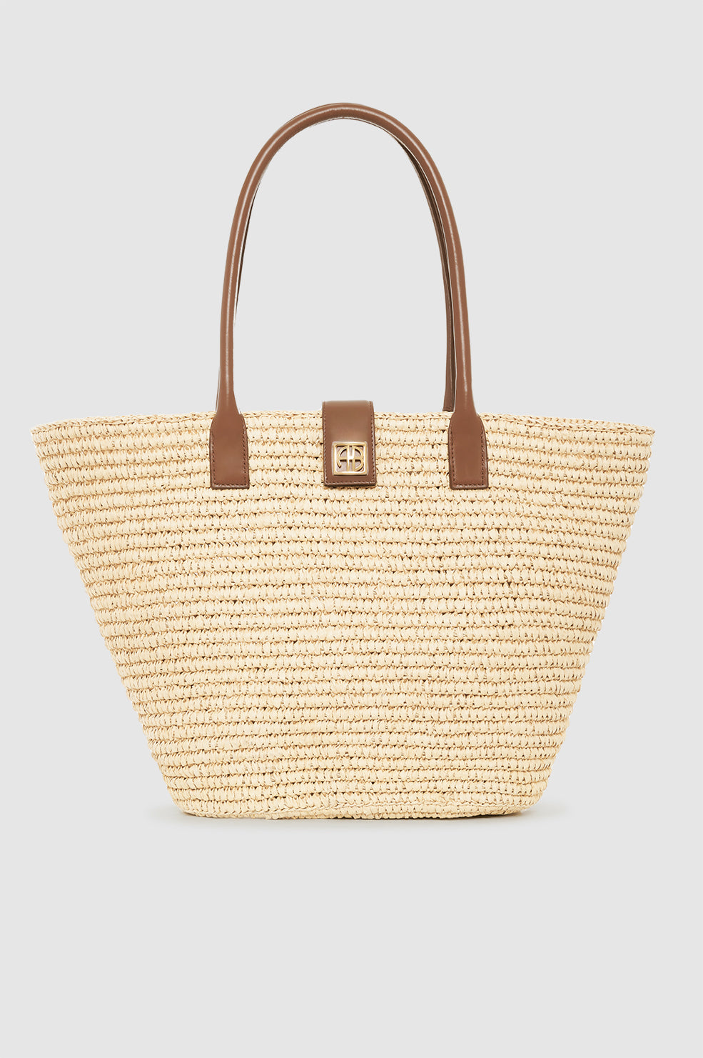 Anine Bing Lou Tote Monogram - Natural With Cognac One