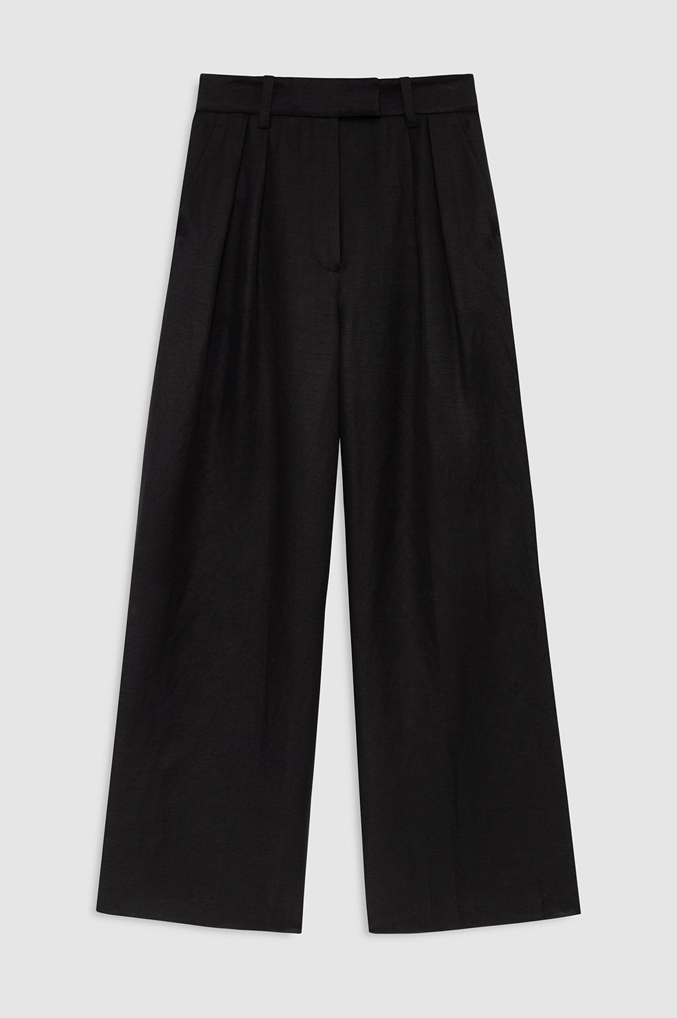 ANINE BING Lou Trouser - Black Linen Blend - front view