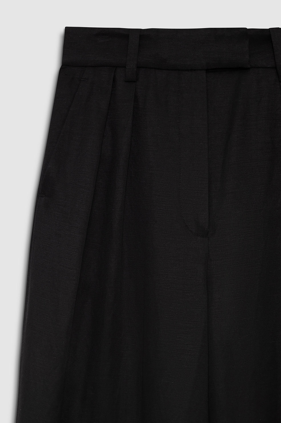 ANINE BING Lou Trouser - Black Linen Blend - detail view