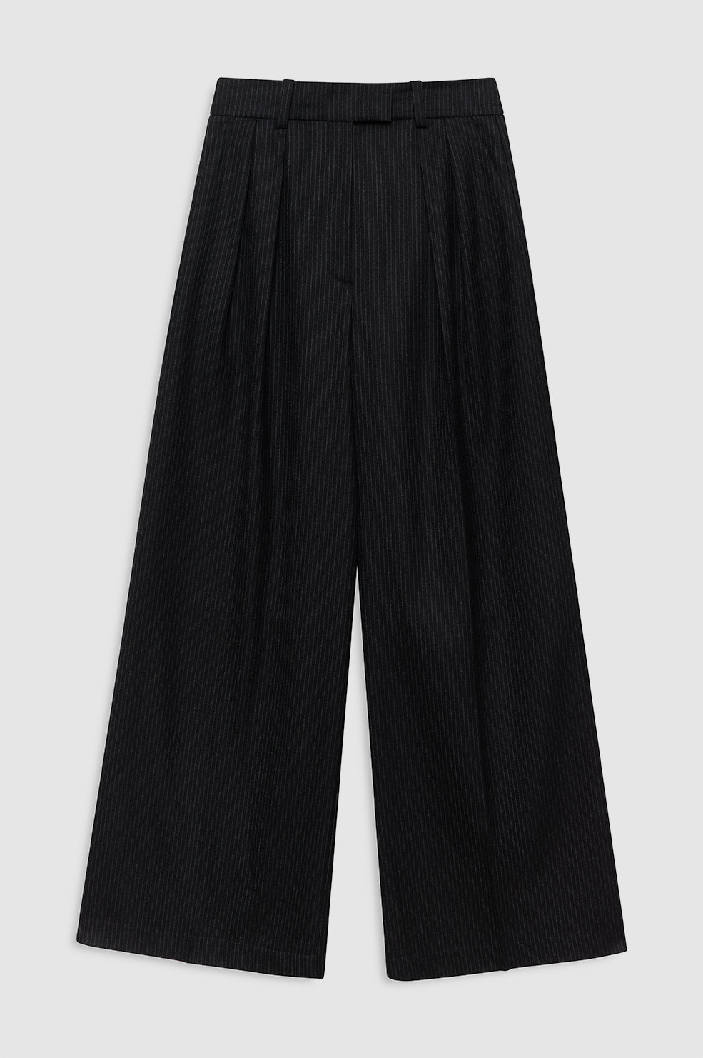 featured-img|ANINE BING Lou Trouser - Black Pinstripe - Front View