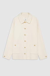 ANINE BING Luca Jacket - Ivory Cashmere Blend - Front View 