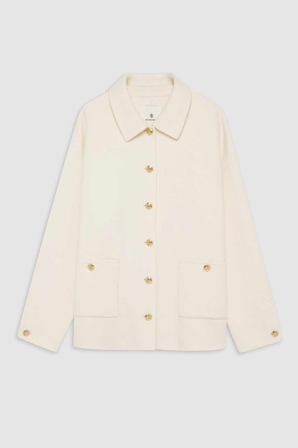 ANINE BING Luca Jacket - Ivory Cashmere Blend - Front View 