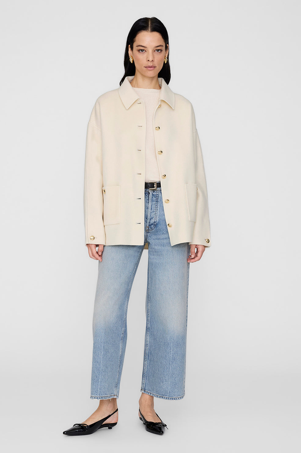 ANINE BING Luca Jacket - Ivory Cashmere Blend