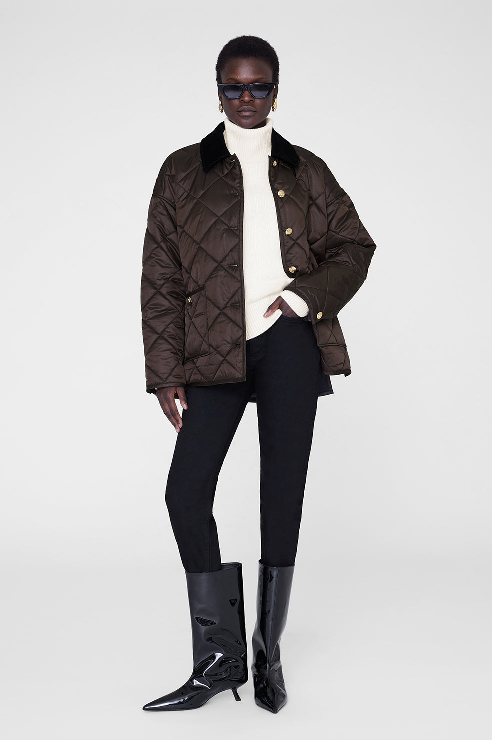 ANINE BING Luca Padded Jacket - Deep Brown