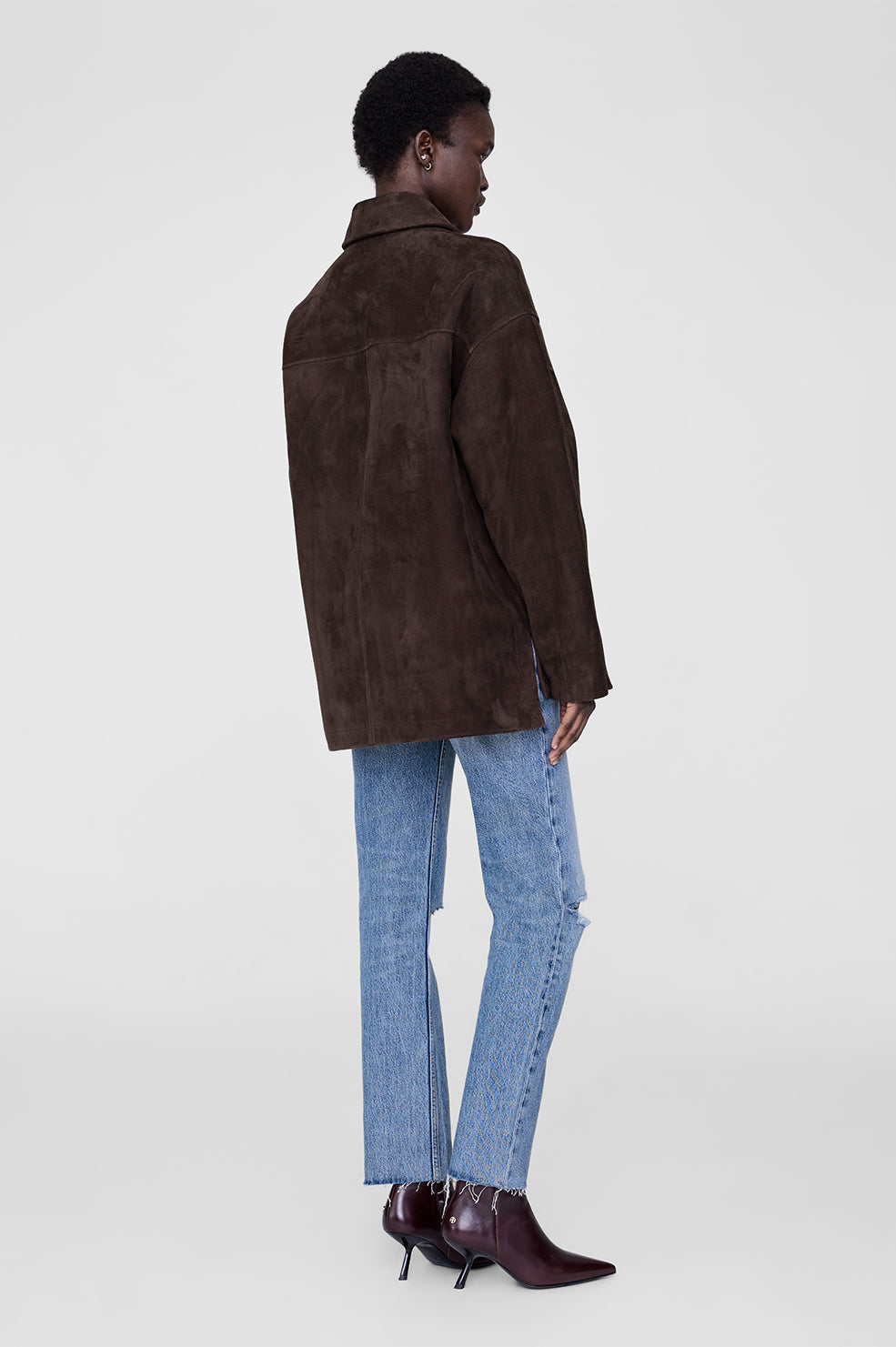 ANINE BING Luca Suede Jacket - Deep Brown