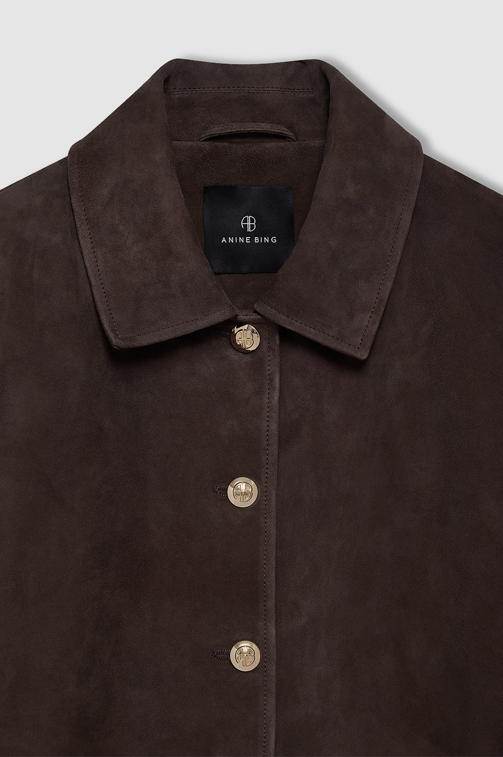 ANINE BING Luca Suede Jacket - Deep Brown