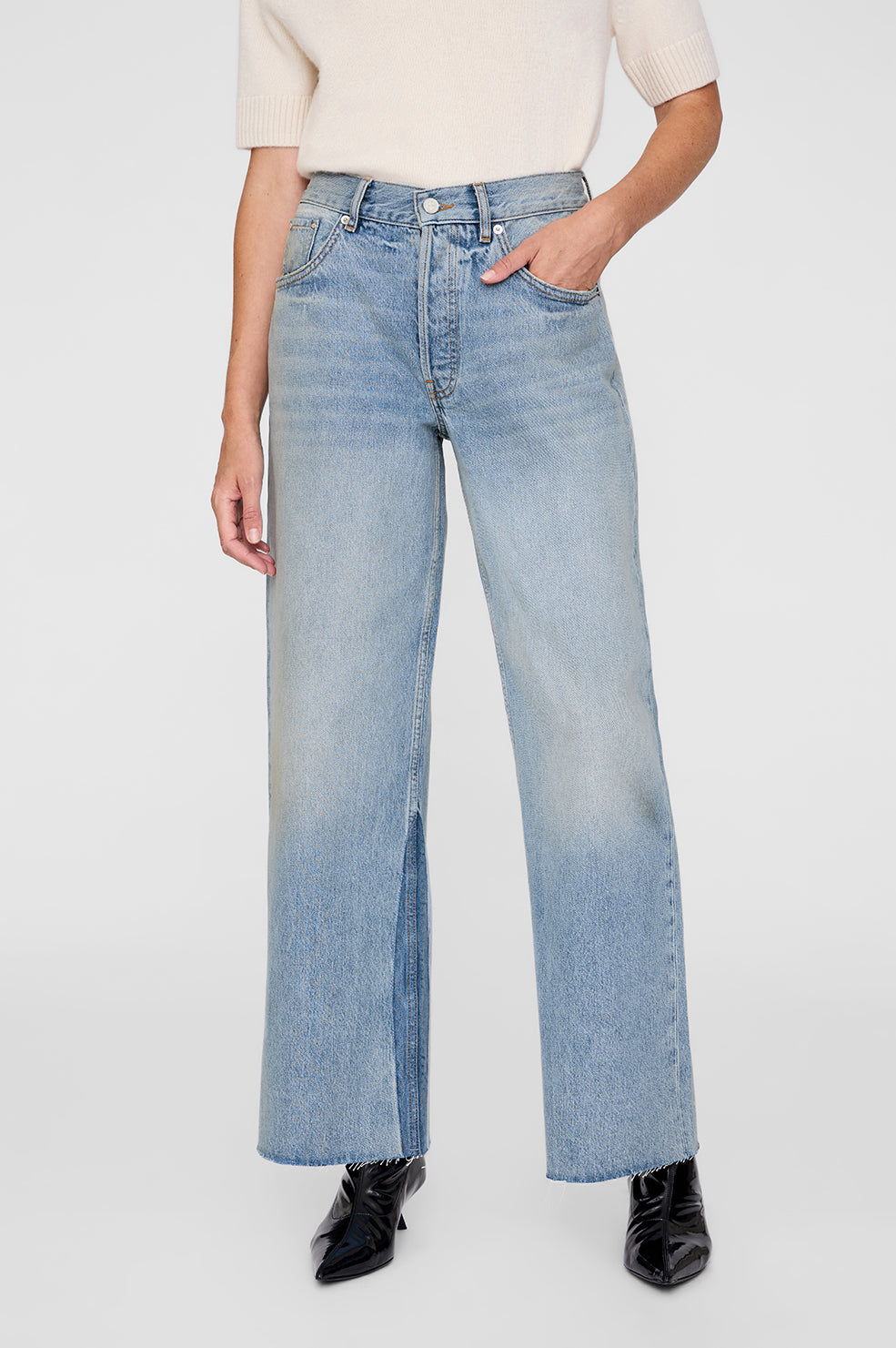 ANINE BING Manon Jean - Tux Blue - on model front Second Image