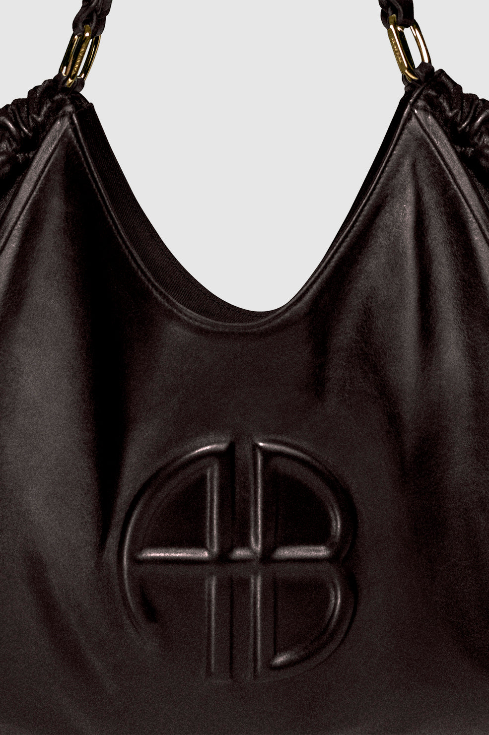 ANINE BING Medium Kate Tote - Dark Brown - Detail View