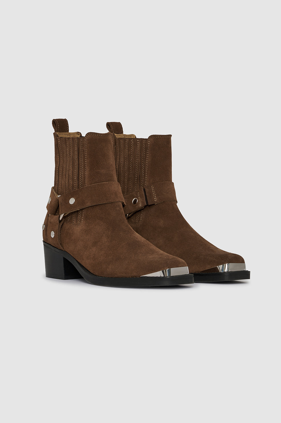 ANINE BING Mid Biker Boots - Tobacco -  pair front view