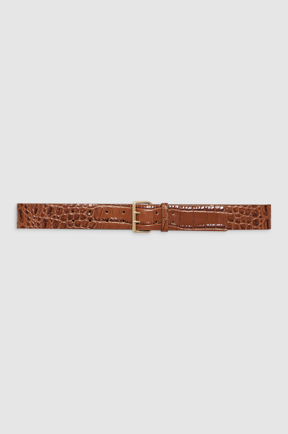 ANINE BING Mila Belt - Embossed Brown - Front View