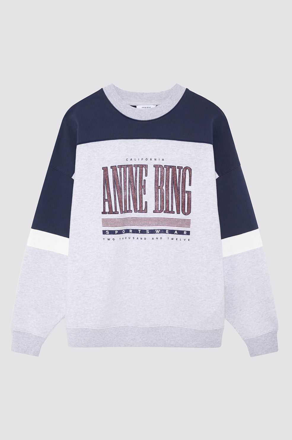 ANINE BING Miles Sweatshirt Sport Colorblock - Heather Grey - front view