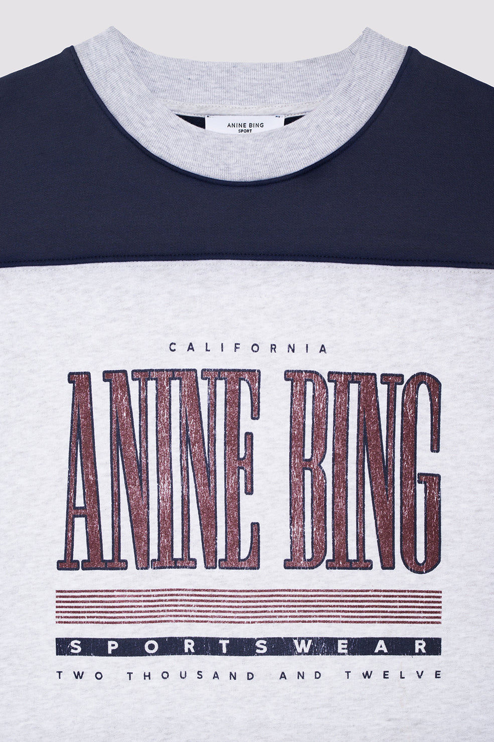 ANINE BING Miles Sweatshirt Sport Colorblock - Heather Grey - detail view