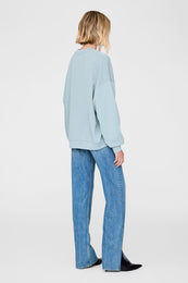 ANINE BING Miles Oversized Sweatshirt Letterman - Pastel Blue - On Model Back