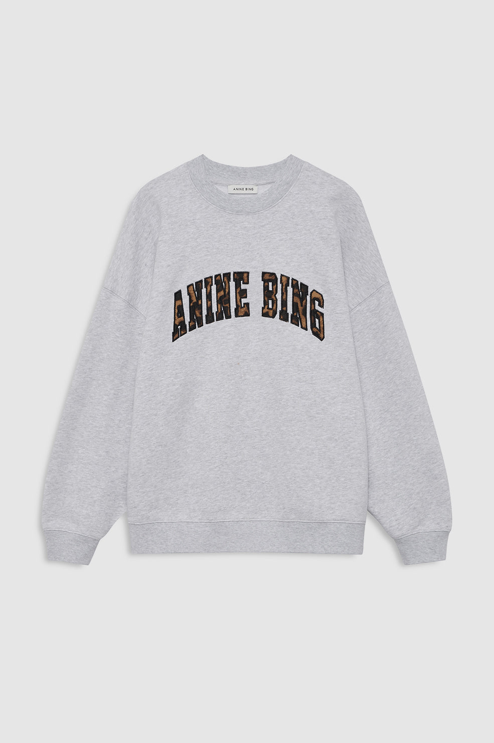 ANINE BING Miles Sweatshirt Anine Bing Leopard - Heather Grey - front view