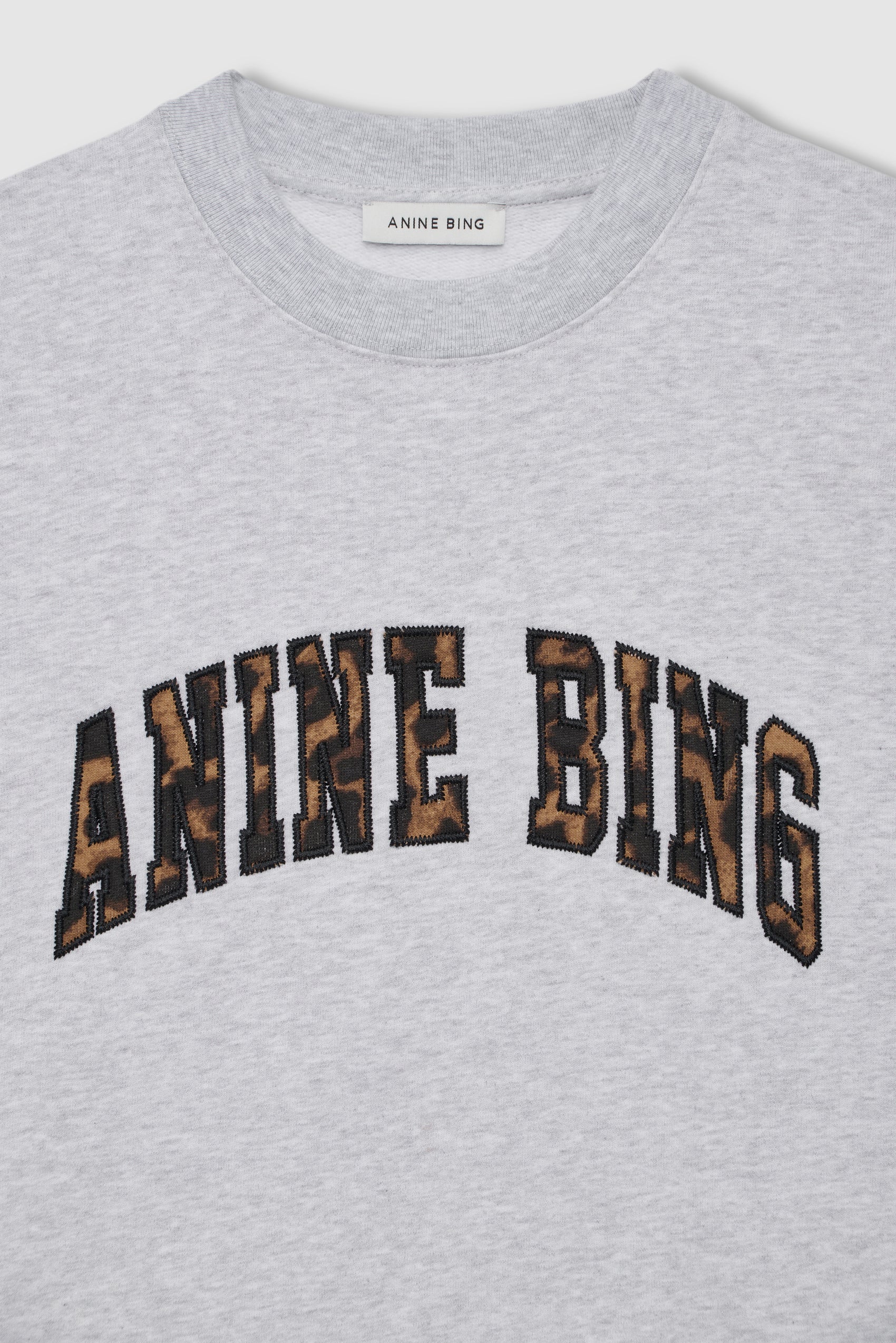 ANINE BING Miles Sweatshirt Anine Bing Leopard - Heather Grey - detail view