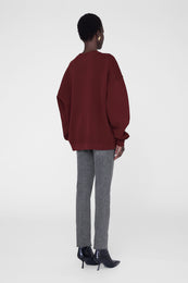 ANINE BING Miles Sweatshirt Chenille Signature - Cabernet - On Model Back