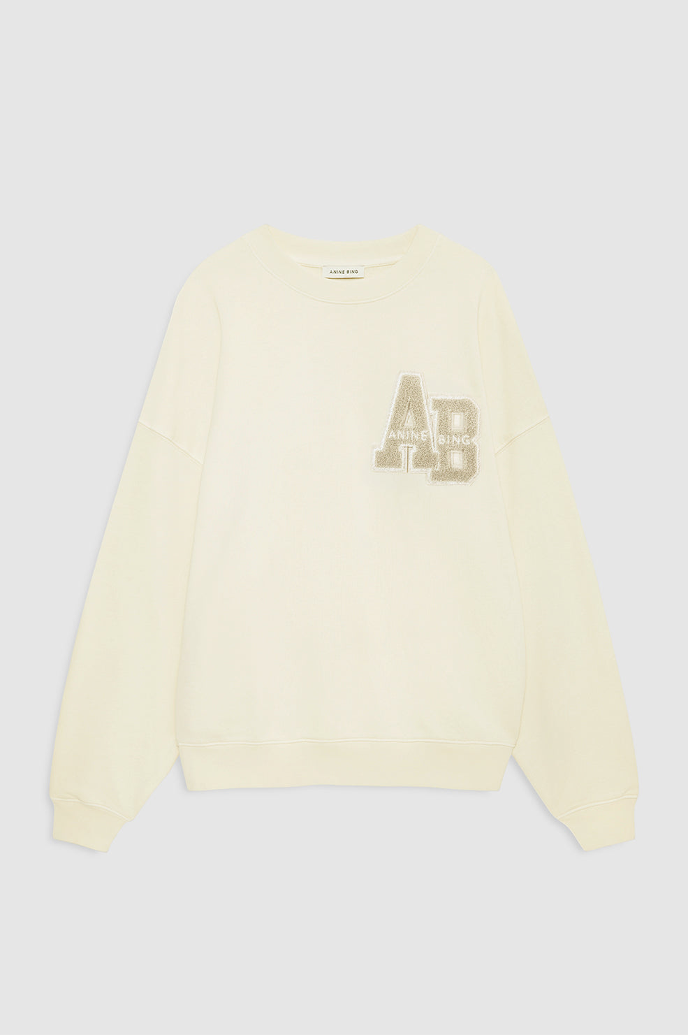 ANINE BING Miles Sweatshirt Letterman - Cream - front view